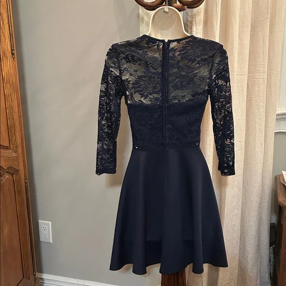City Studio Navy Long Sleeve Lace Dress - Picture 2 of 5